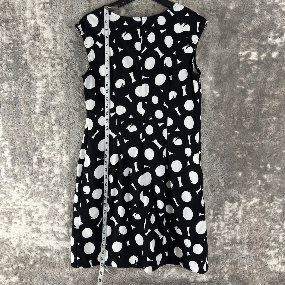 AB Studio Size 10 Polka Dot Abstract Shift Dress Black White Sleeveless Women - Picture 2 of 9